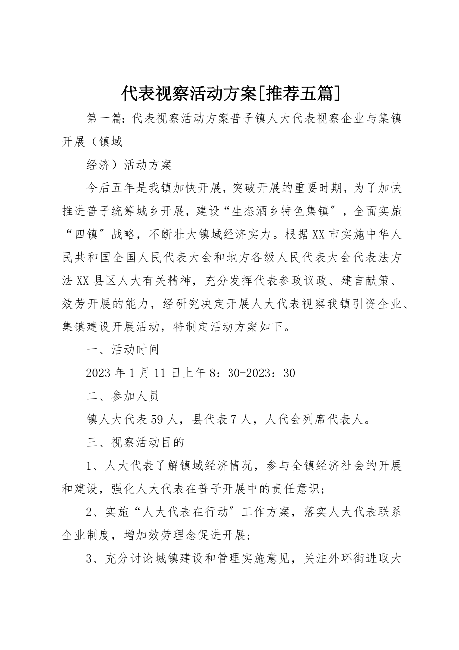 2023年代表视察活动方案推荐五篇.docx_第1页