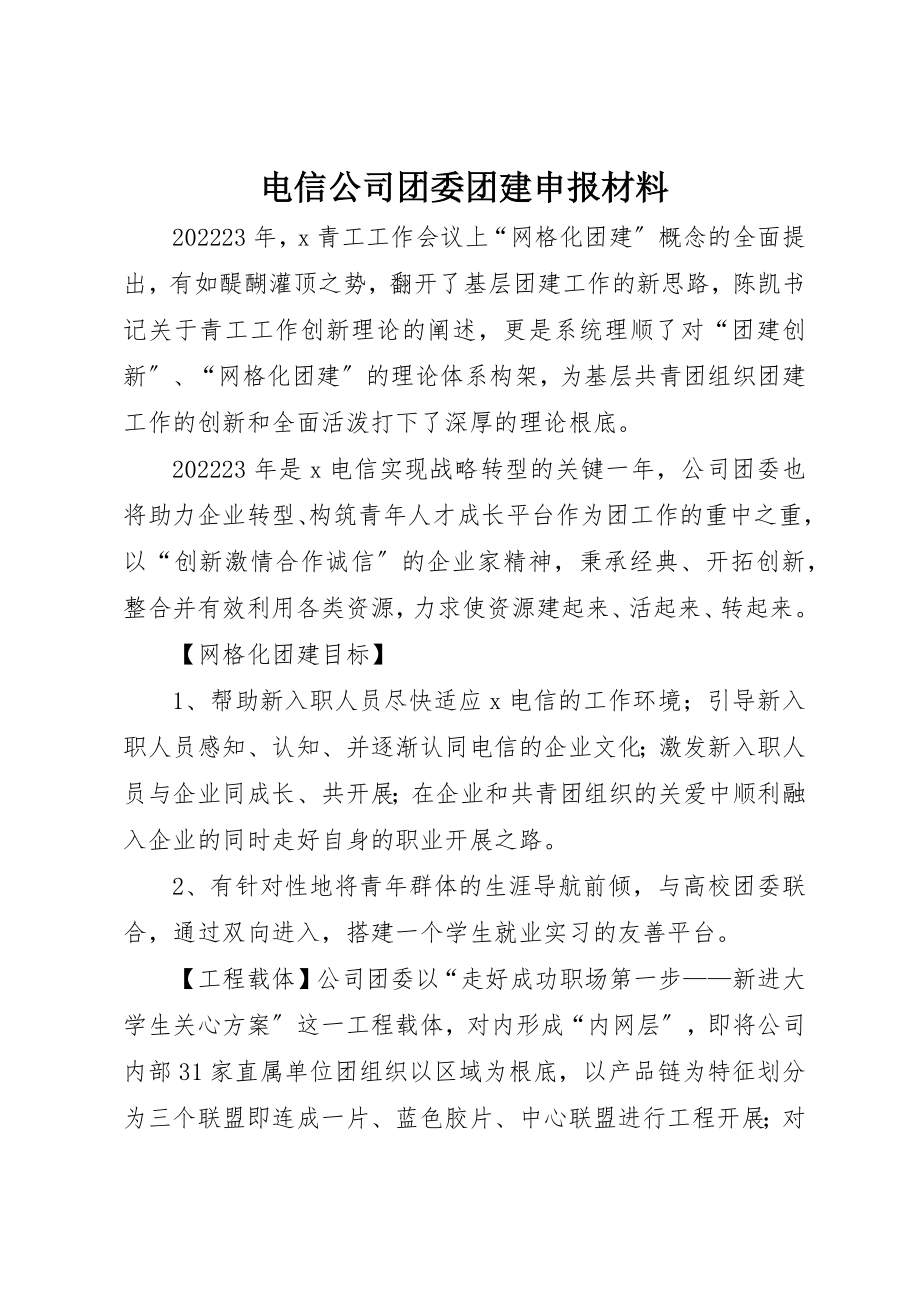 2023年电信公司团委团建申报材料新编.docx_第1页