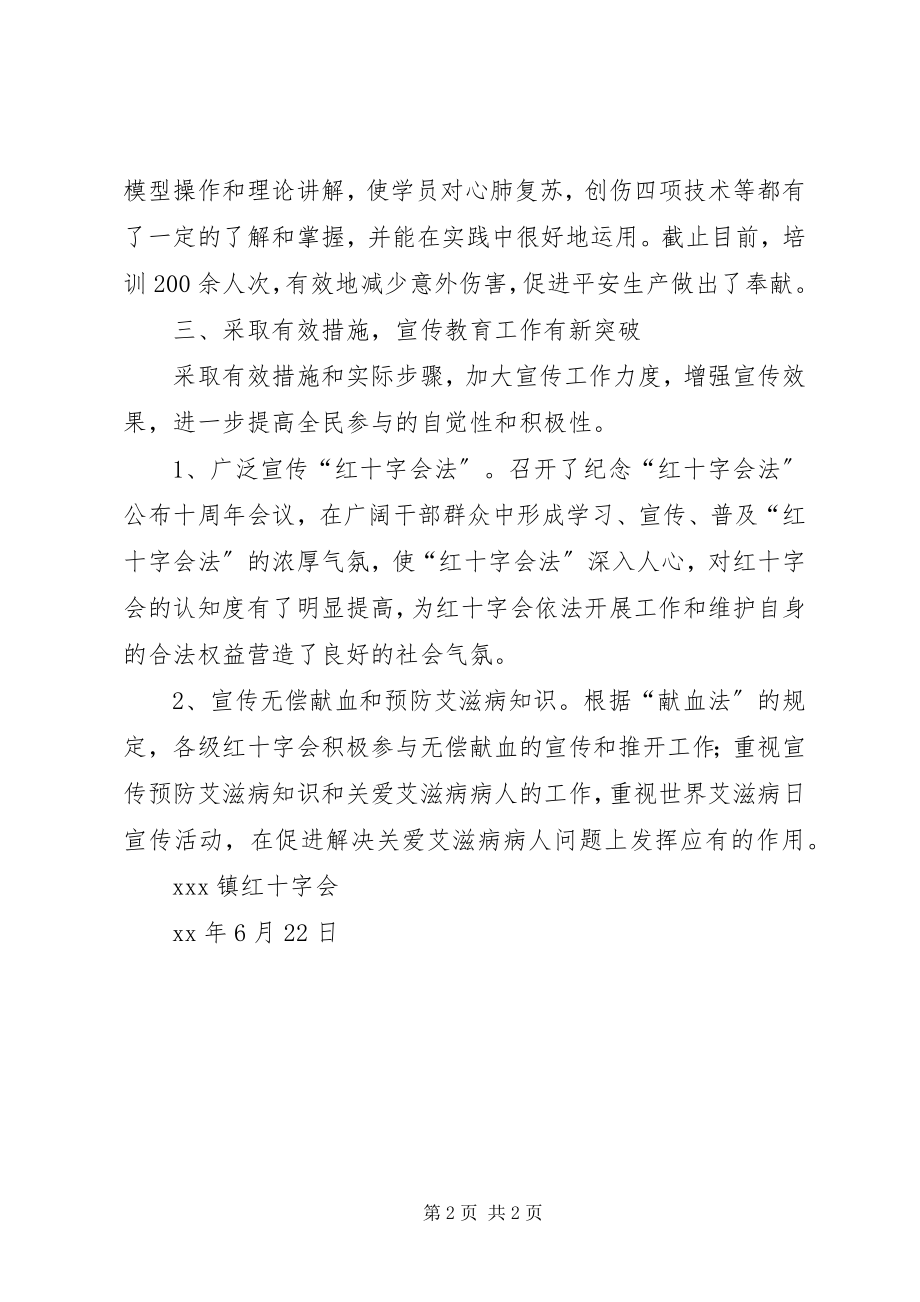 2023年XX镇红十字会XX上半年工作总结新编.docx_第2页