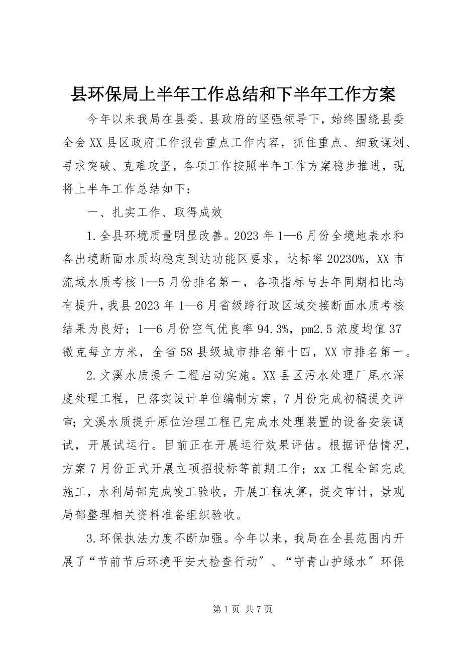 2023年县环保局上半年工作总结和下半年工作计划.docx_第1页