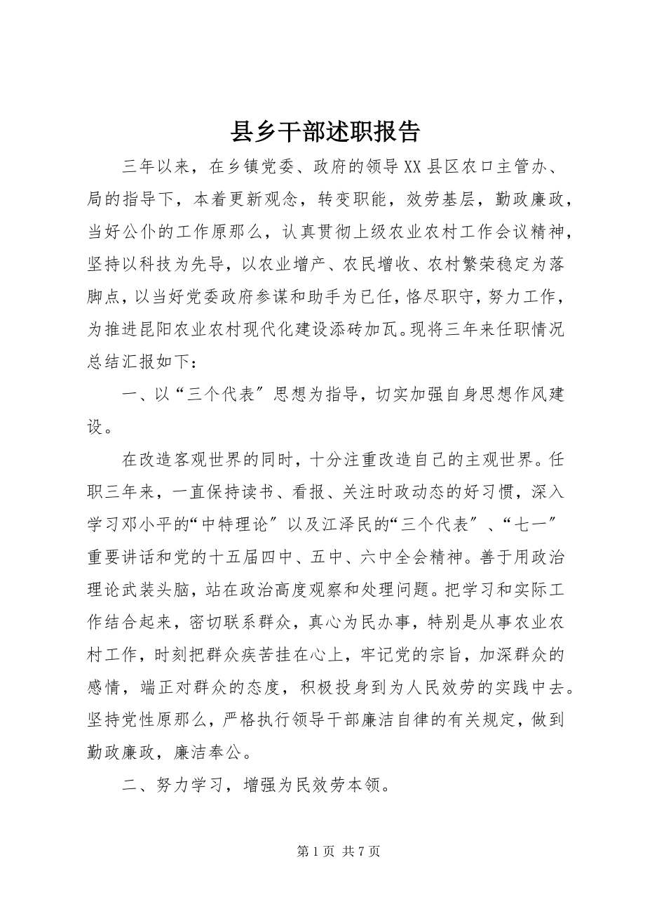 2023年县乡干部述职报告.docx_第1页