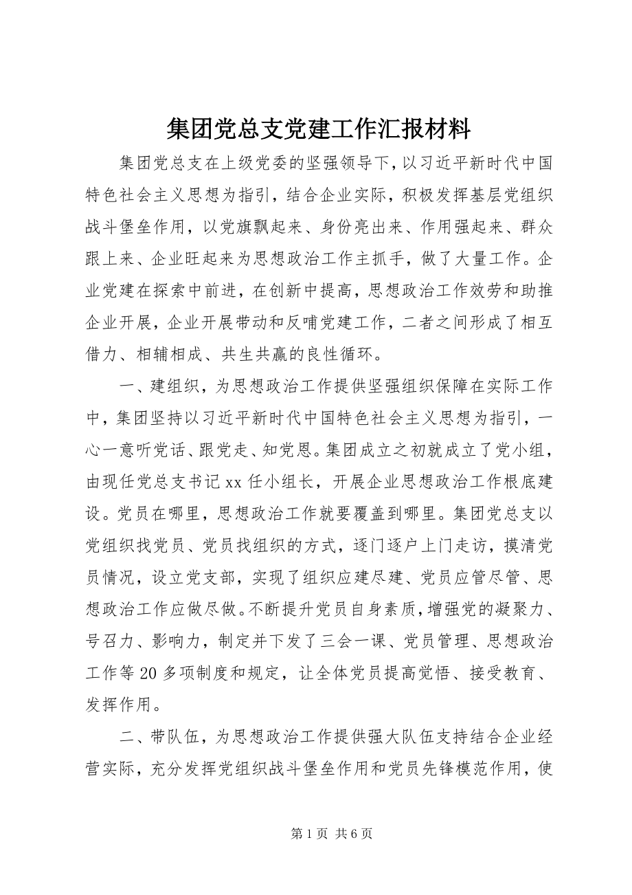 2023年集团党总支党建工作汇报材料.docx_第1页