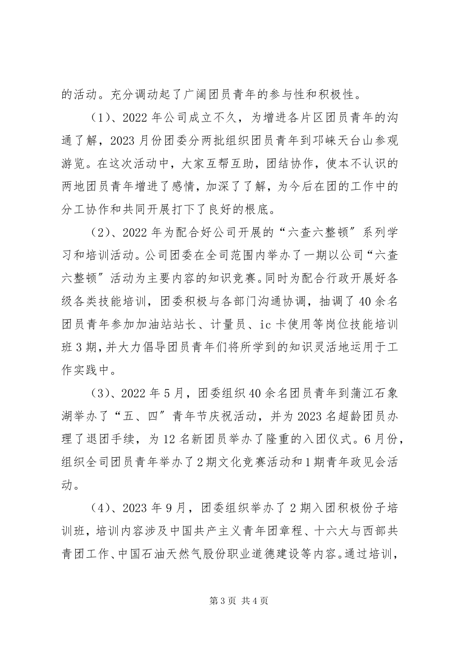 2023年公司共青团委员会某年某年度工作汇报.docx_第3页