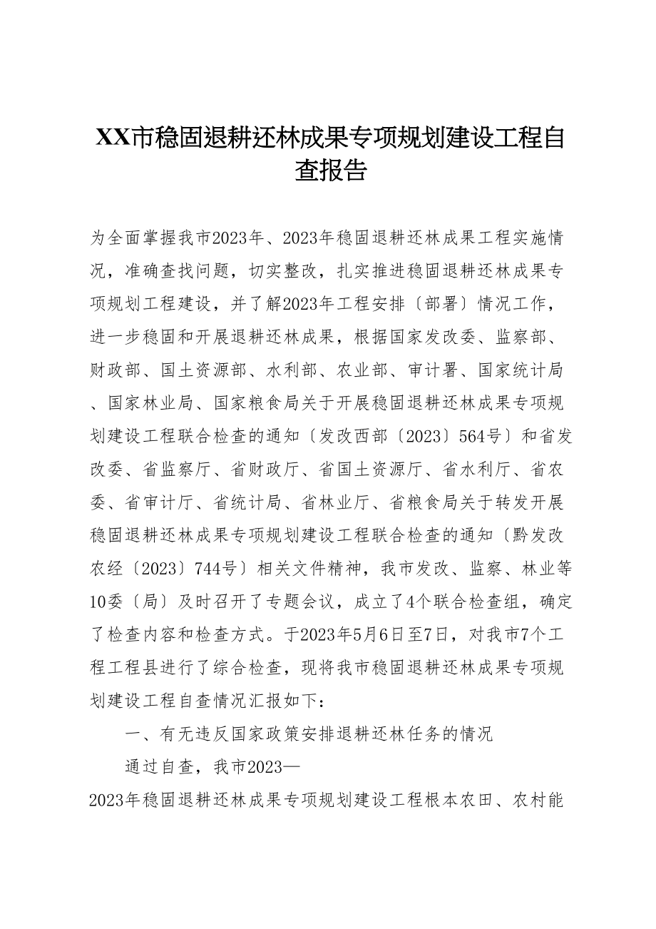 2023年市巩固退耕还林成果专项规划建设项目自查报告.doc_第1页