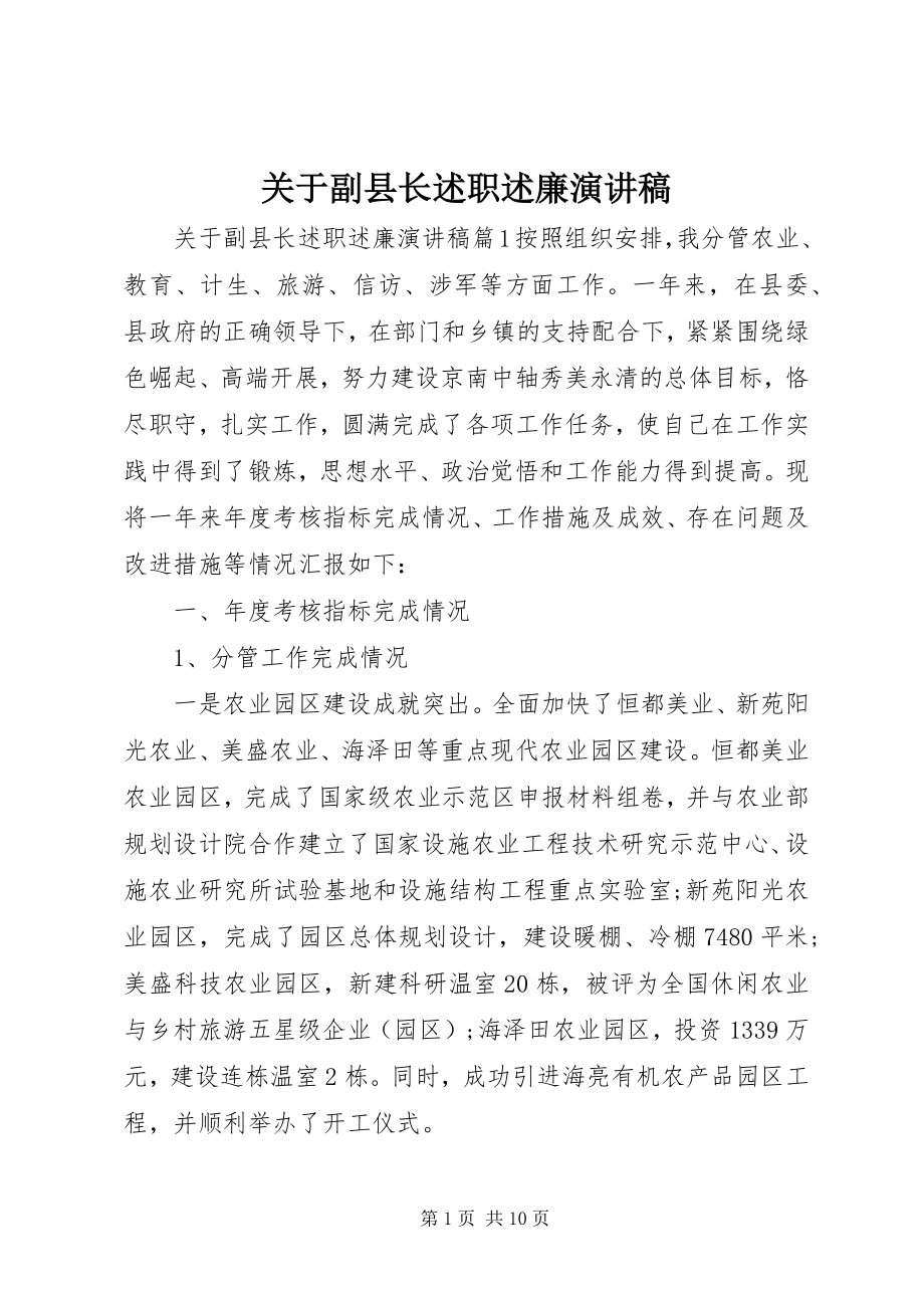 2023年副县长述职述廉演讲稿.docx_第1页