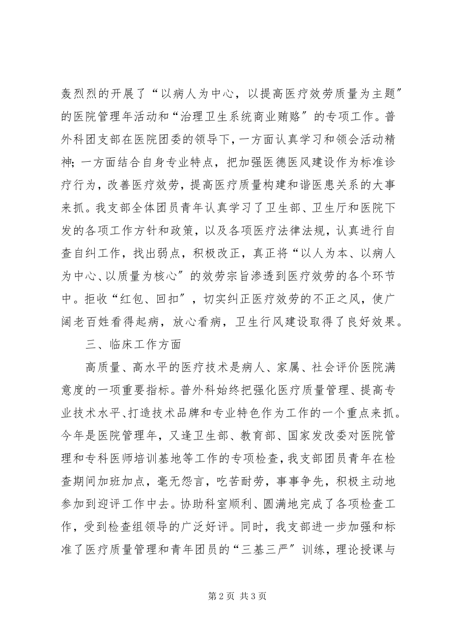 2023年医院普外科团支部年度工作总结团支部年度工作总结简.docx_第2页