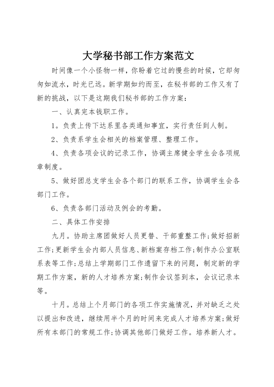 2023年大学秘书部工作计划2.docx_第1页