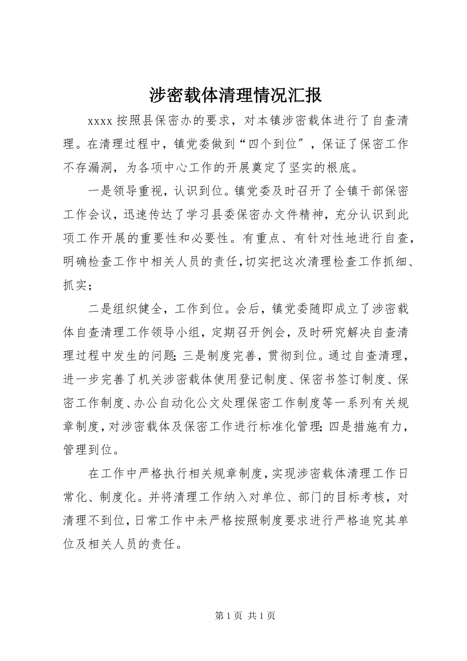 2023年涉密载体清理情况汇报.docx_第1页