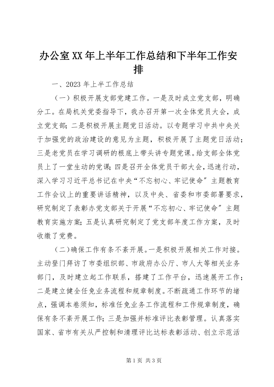 2023年办公室上半年工作总结和下半年工作安排新编.docx_第1页