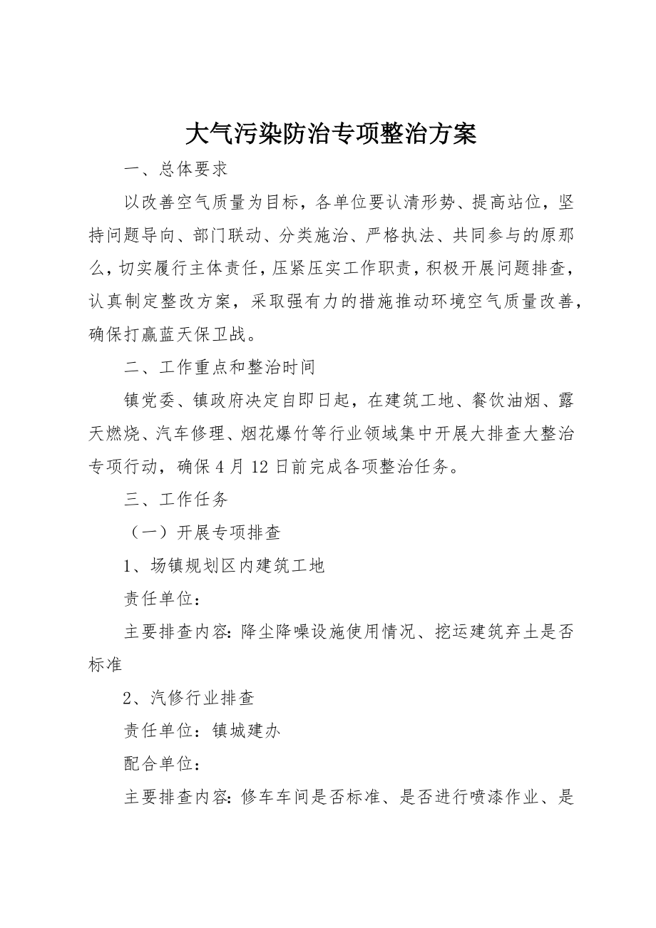 2023年大气污染防治专项整治方案新编.docx_第1页