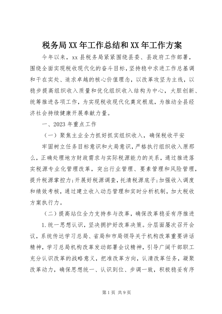 2023年税务局工作总结和工作计划.docx_第1页