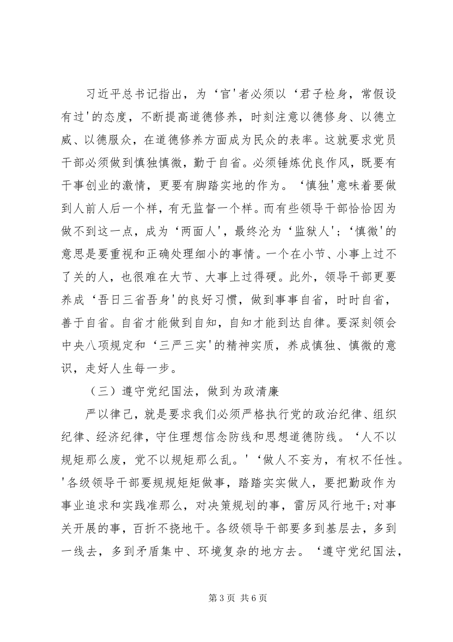 2023年严以律己集中学习研讨讲话提纲.docx_第3页