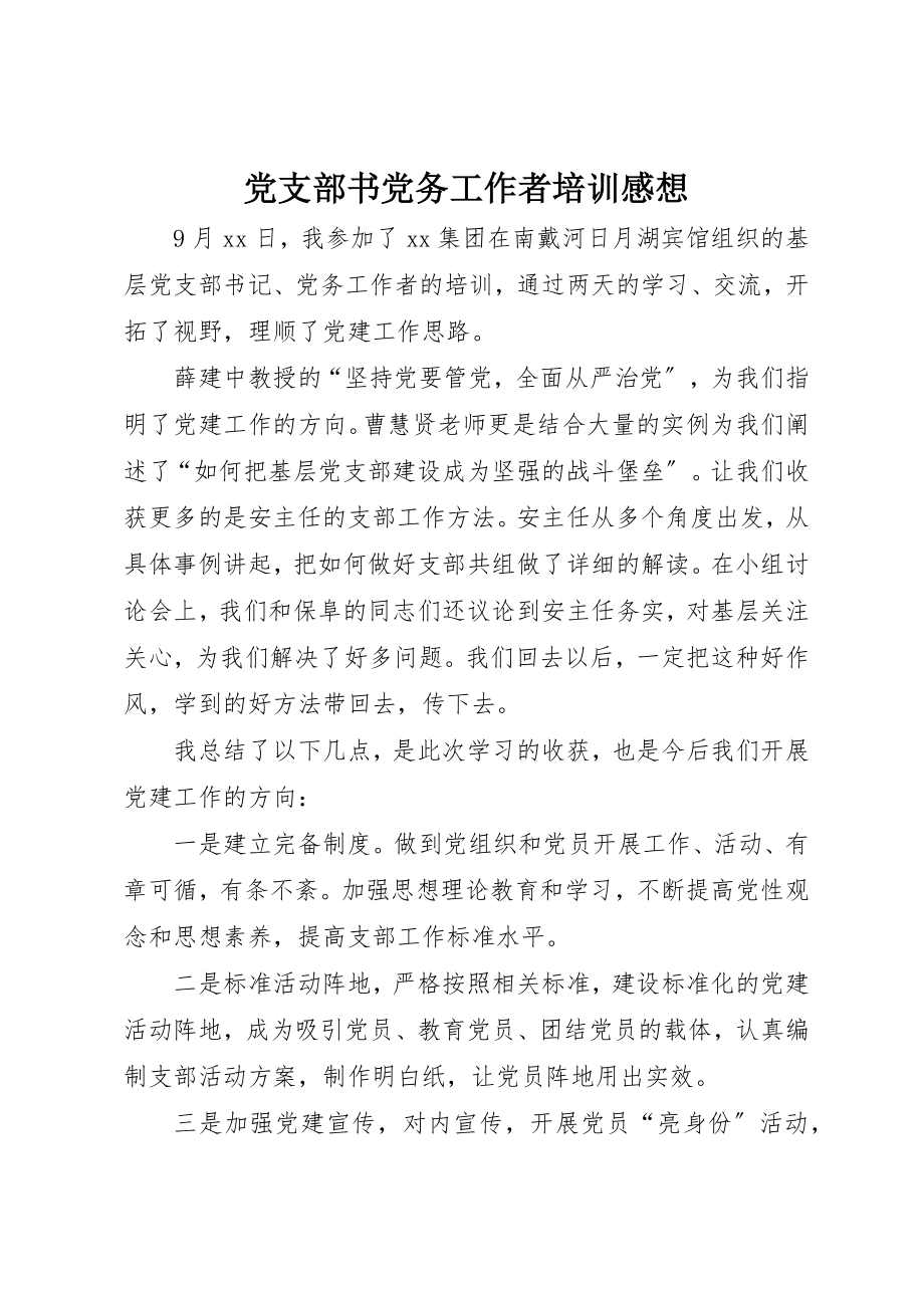 2023年党支部书党务工作者培训感想.docx_第1页