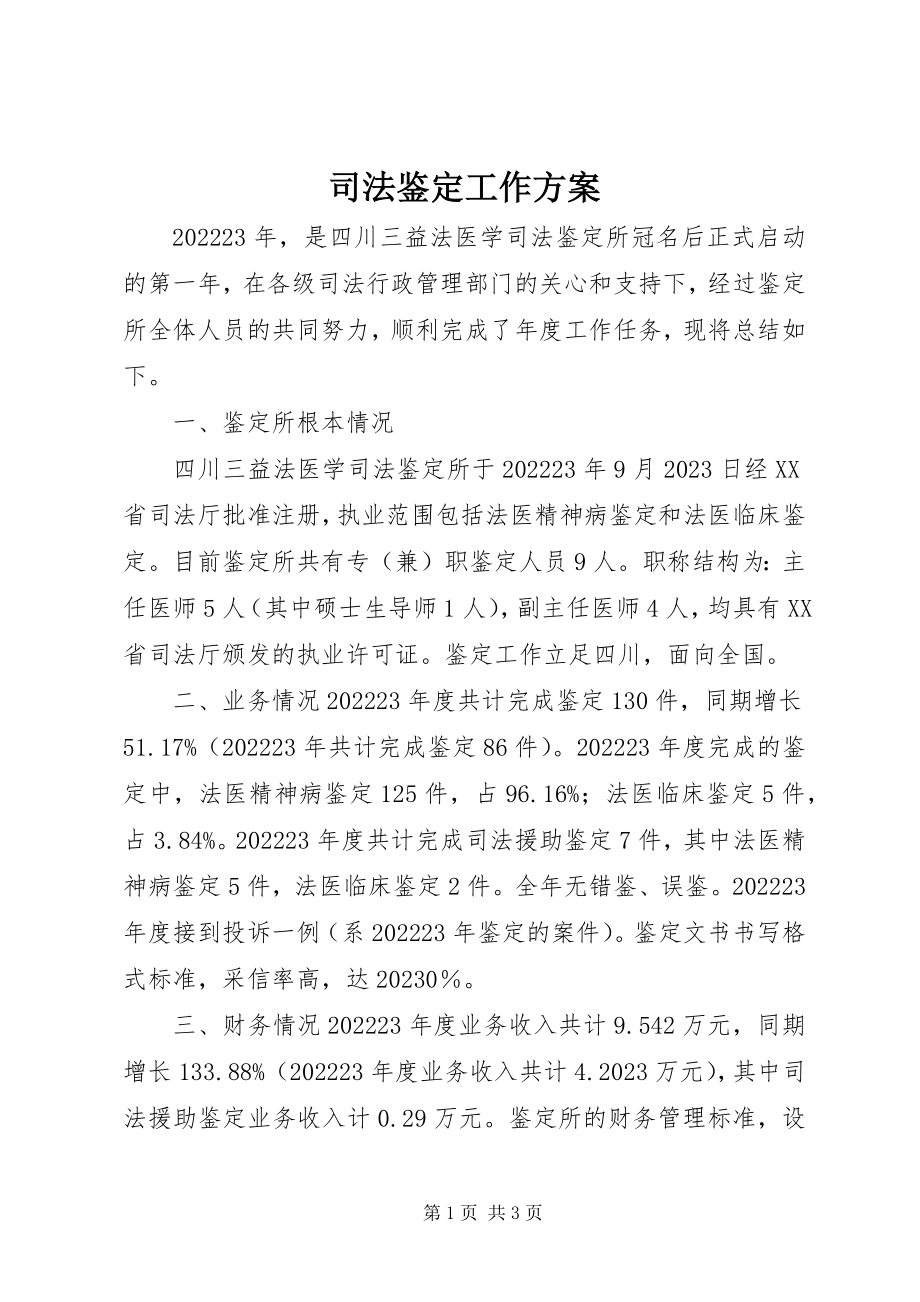 2023年司法鉴定工作计划.docx_第1页