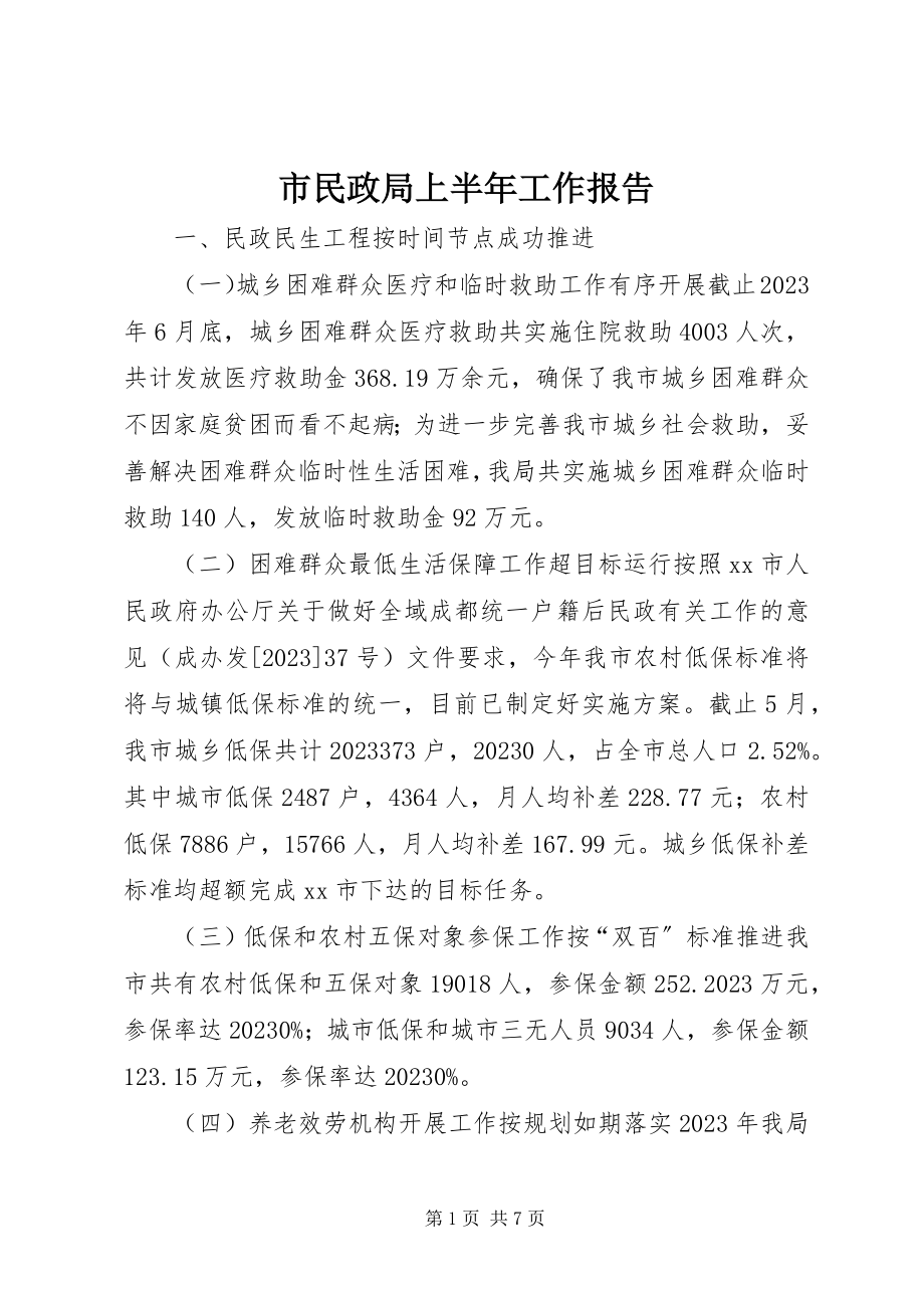 2023年市民政局上半年工作报告.docx_第1页