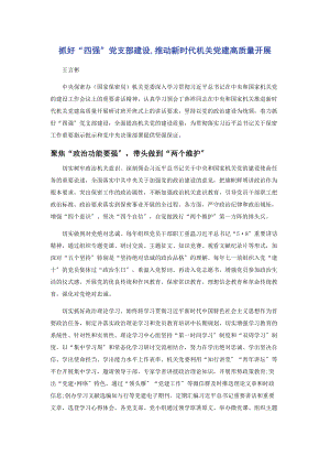 2023年抓好“四强”党支部建设推动新时代机关党建高质量发展.docx