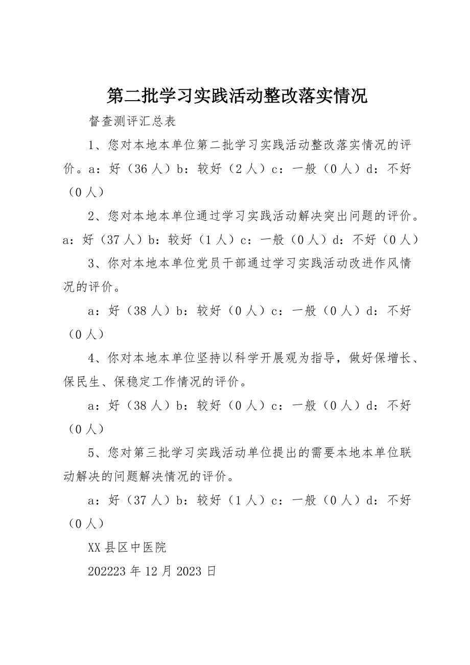 2023年第二批学习实践活动整改落实情况新编.docx_第1页