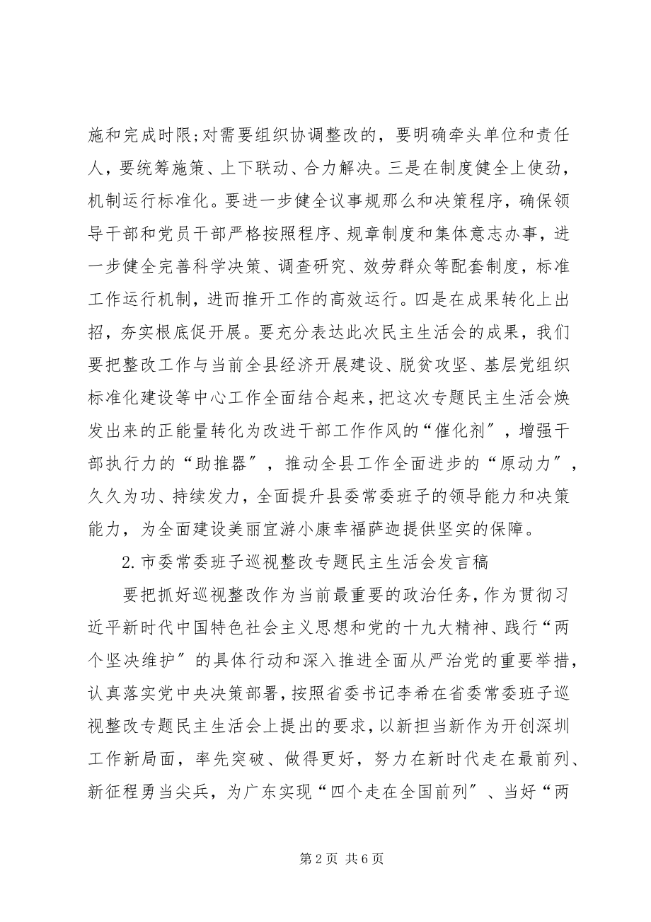 2023年政府领导班子巡视整改专题民主生活会讲话稿3篇.docx_第2页