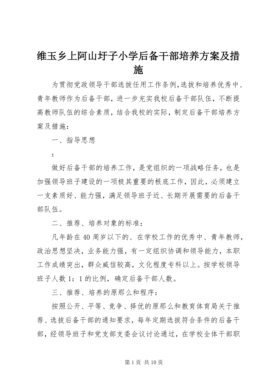 2023年维玉乡上阿山圩子小学后备干部培养计划及措施.docx_第1页