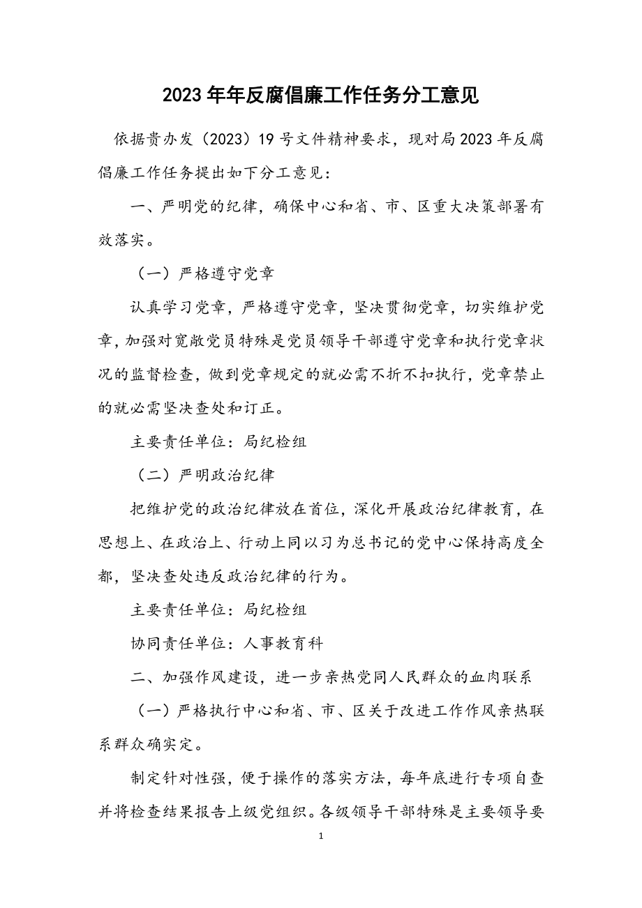 2023年反腐倡廉工作任务分工意见.docx_第1页