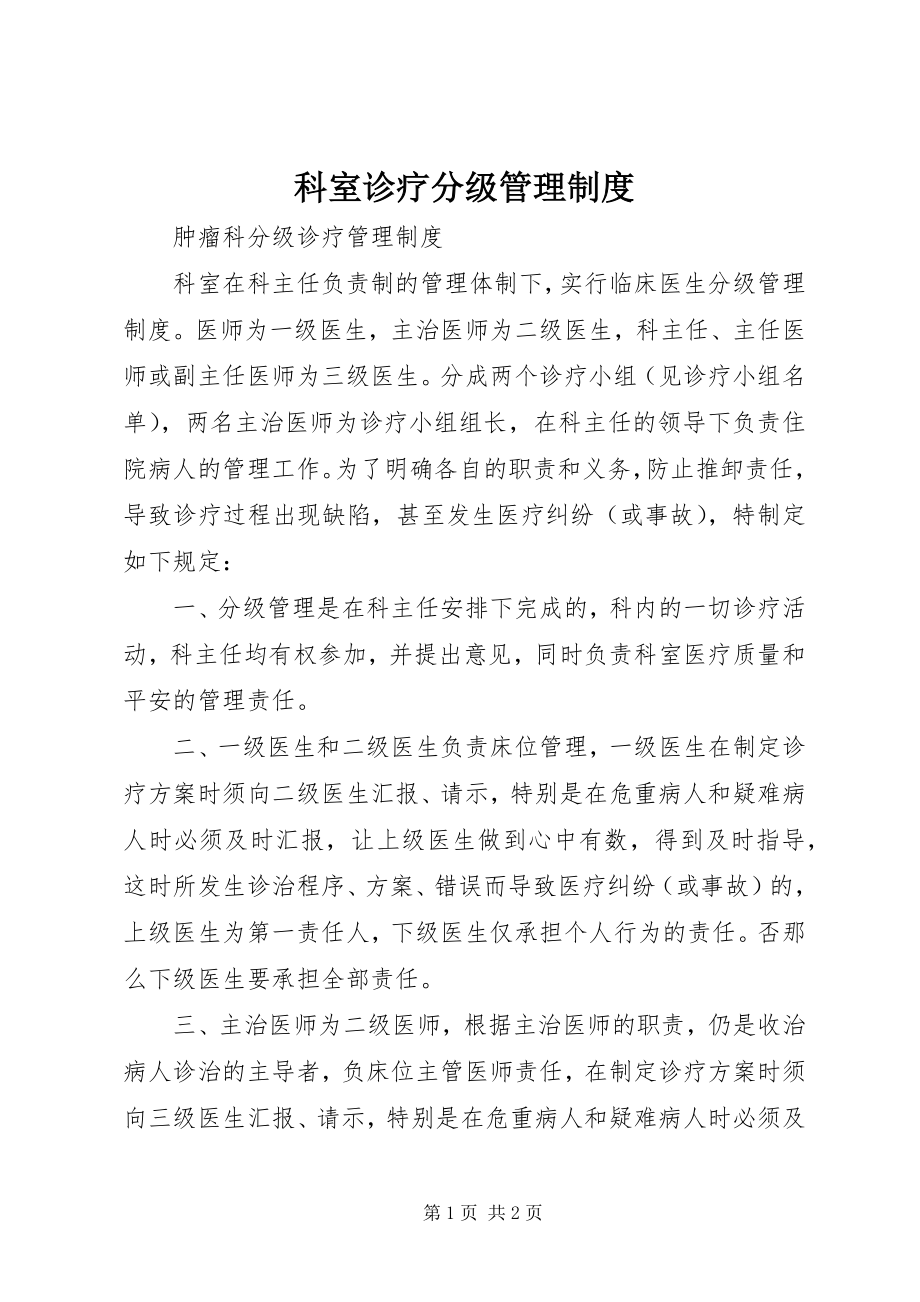 2023年科室诊疗分级管理制度.docx_第1页