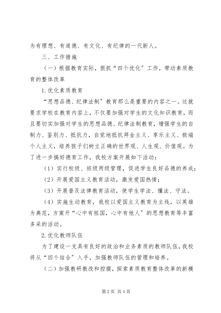 2023年小学实施素质教育工作计划.docx_第2页