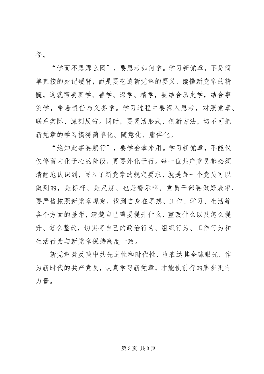 2023年新党章学习会讲话稿学好新党章前行的脚步更有力量.docx_第3页