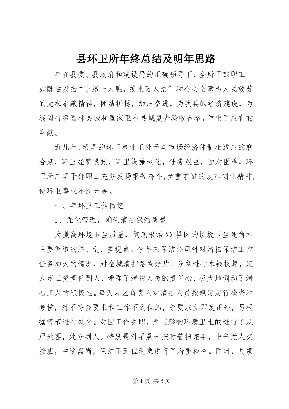 2023年县环卫所年终总结及明年思路.docx_第1页