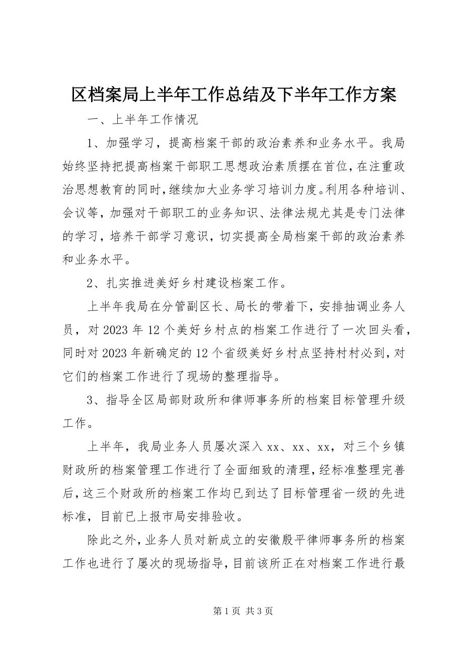 2023年区档案局上半年工作总结及下半年工作计划.docx_第1页