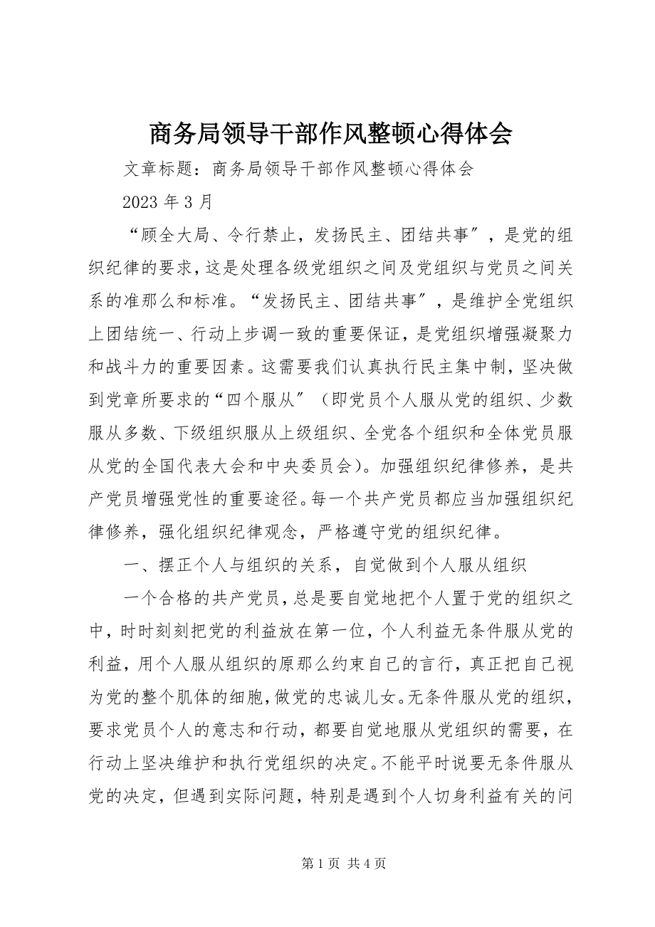 2023年商务局领导干部作风整顿心得体会.docx_第1页