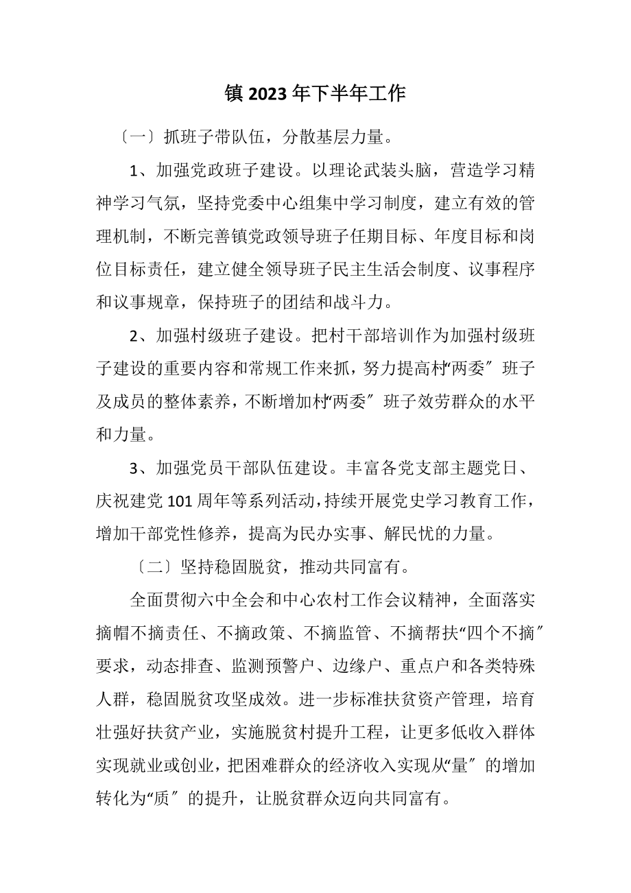 2023年镇2023年下半年工作计划.docx_第1页