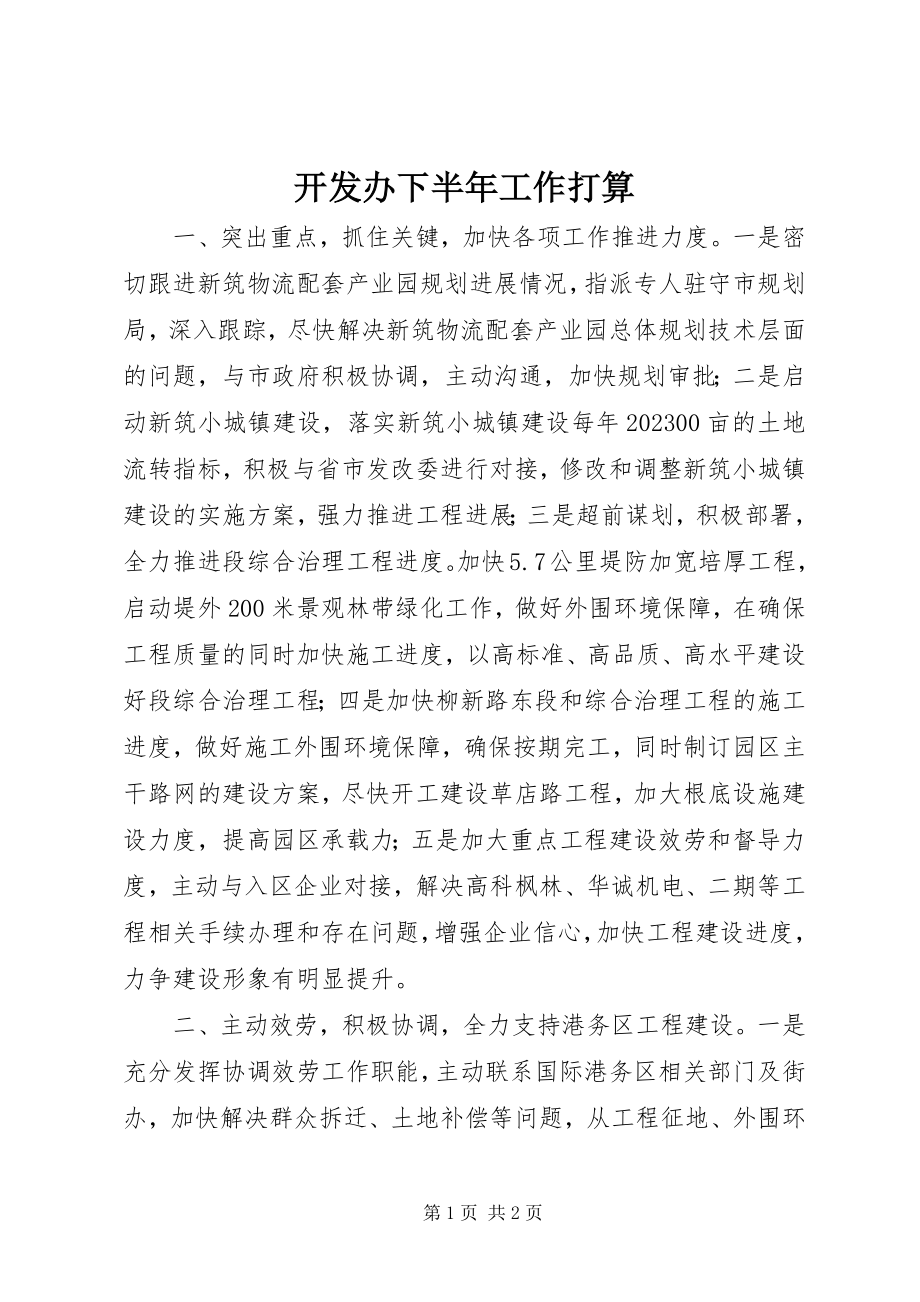 2023年开发办下半工作打算.docx_第1页