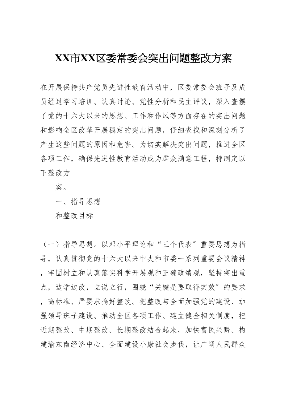 2023年市区委常委会突出问题整改方案 2.doc_第1页