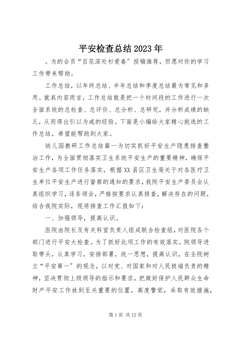 2023年安全检查总结2新编.docx_第1页