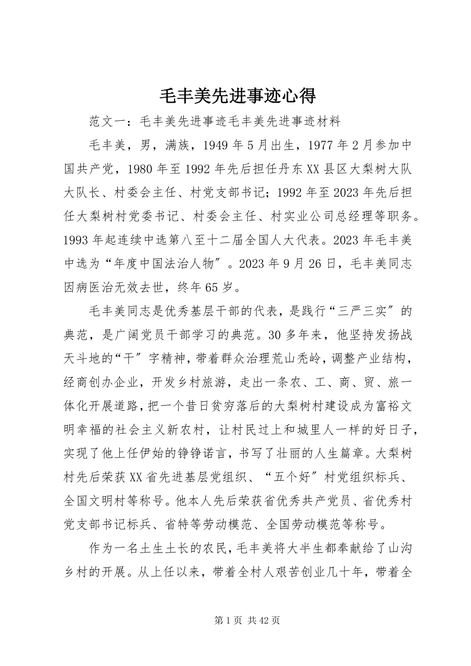 2023年毛丰美先进事迹心得.docx_第1页