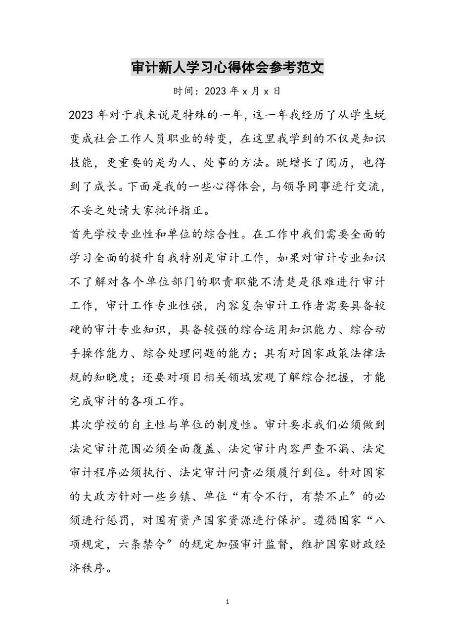 2023年审计新人学习心得体会参考范文.doc_第1页