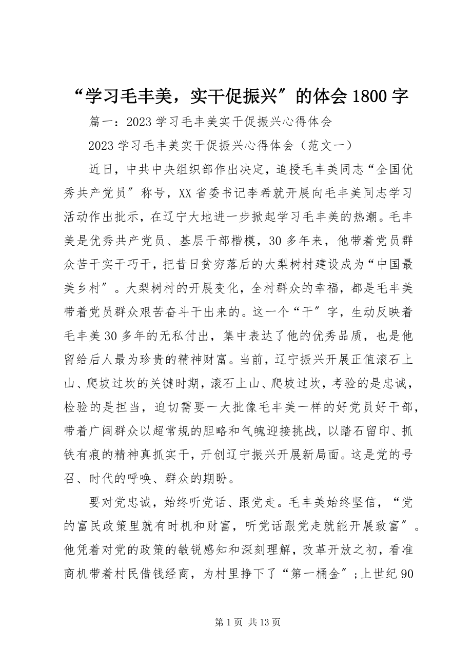 2023年“学习毛丰美实干促振兴”的体会字新编.docx_第1页