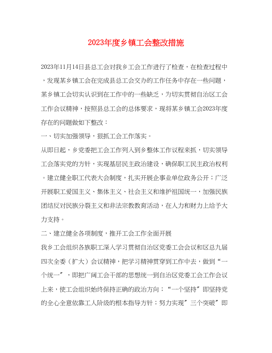 2023年度乡镇工会整改措施.docx_第1页