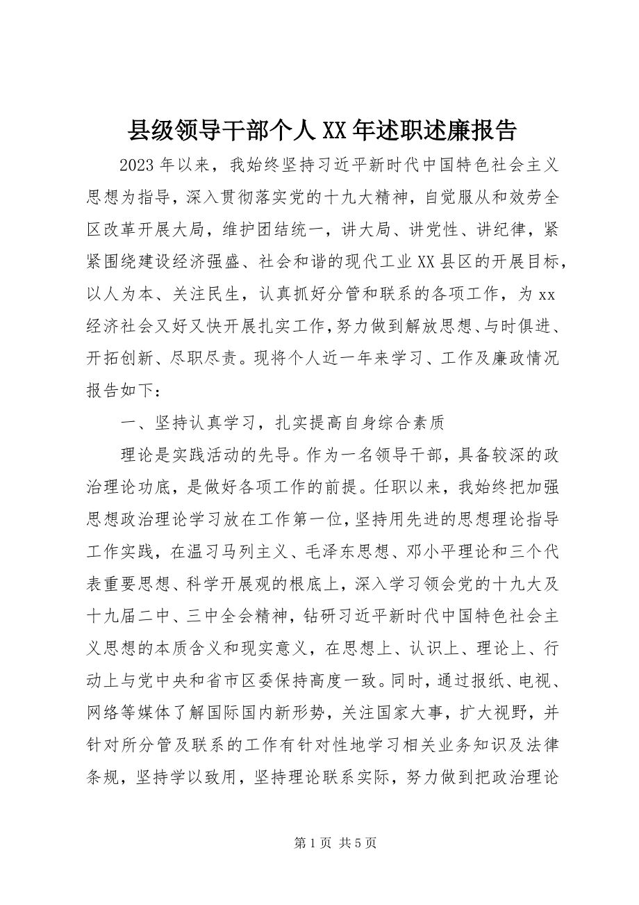 2023年县级领导干部个人述职述廉报告.docx_第1页