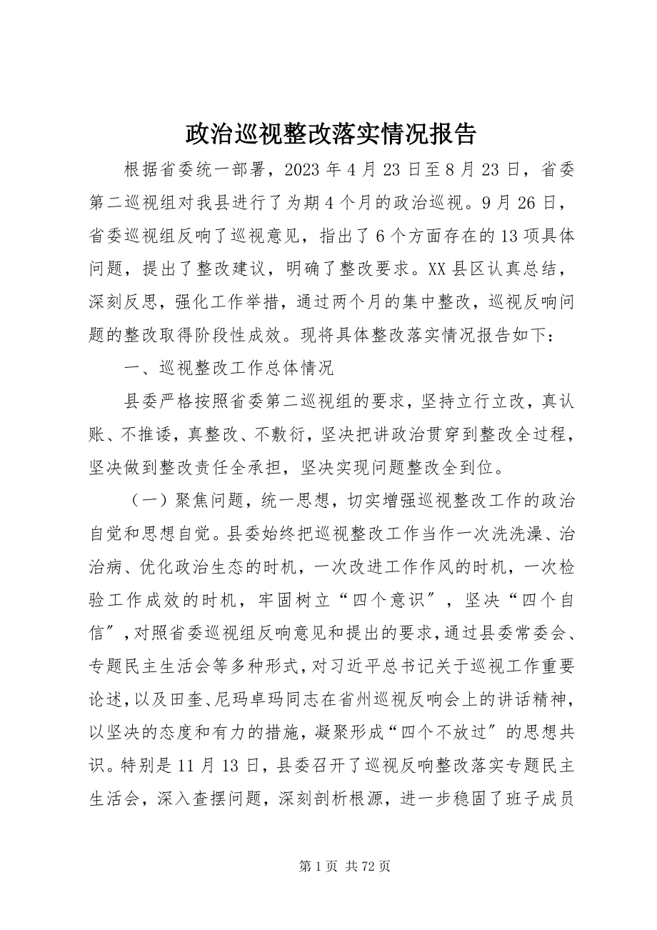 2023年政治巡视整改落实情况报告.docx_第1页