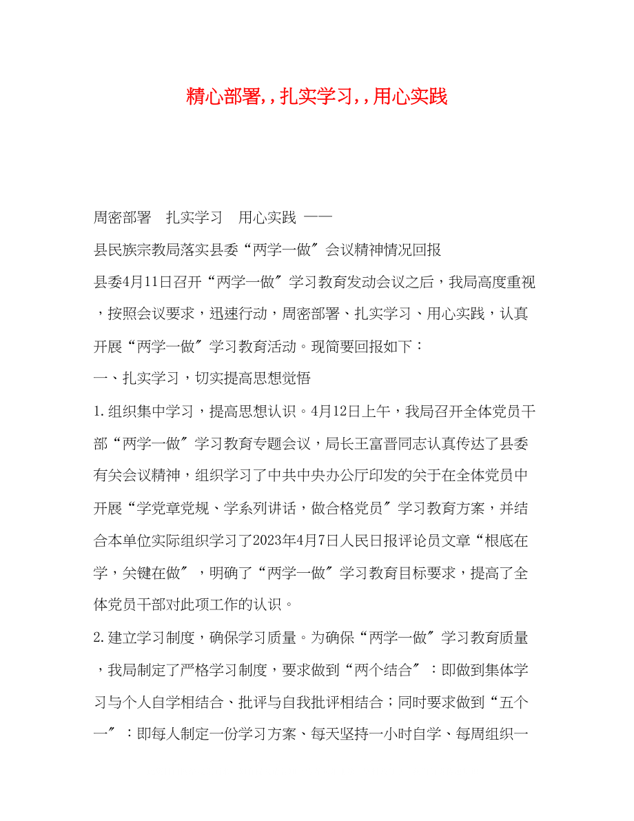 2023年精心部署扎实学习用心实践.docx_第1页