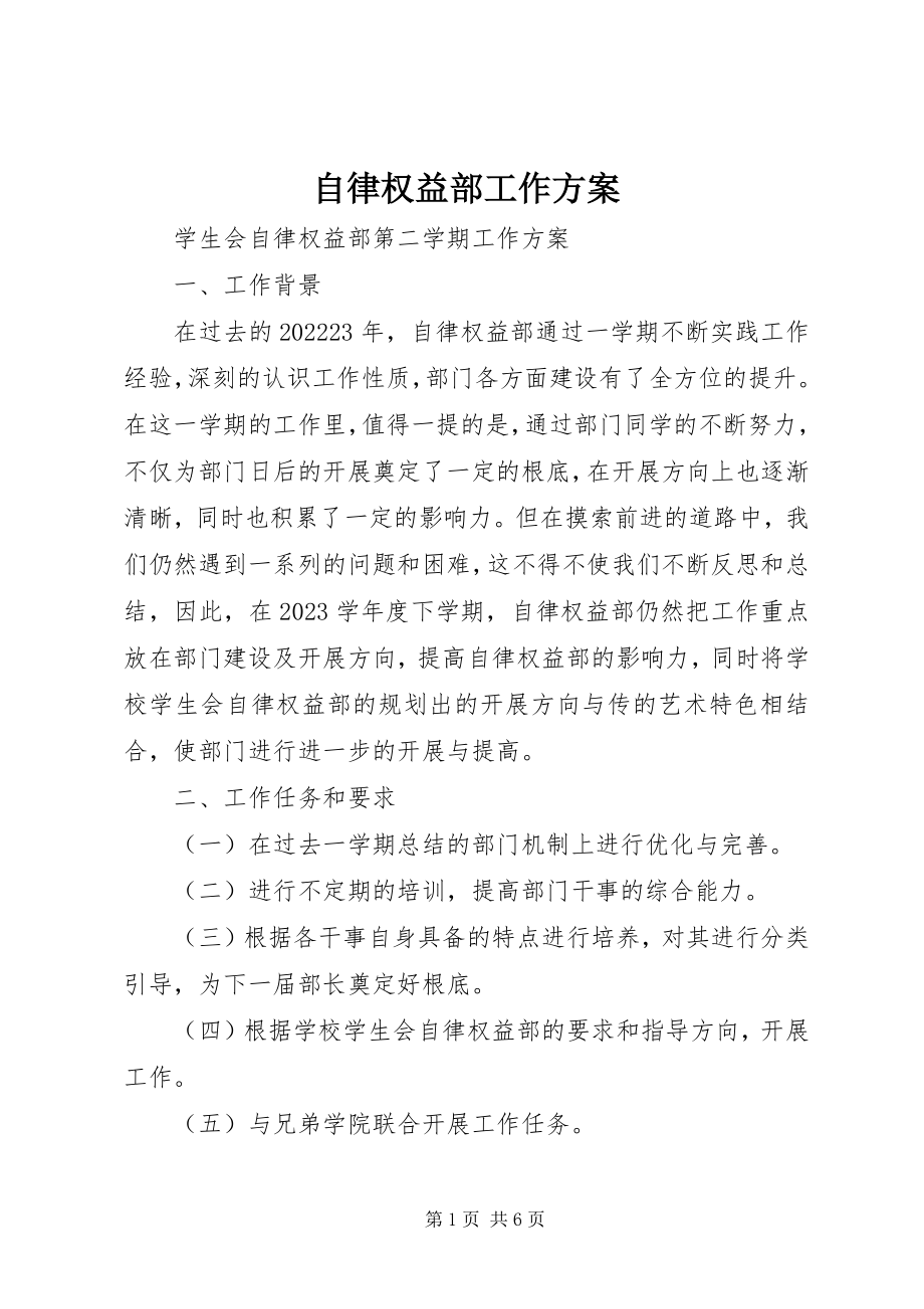 2023年自律权益部工作计划.docx_第1页