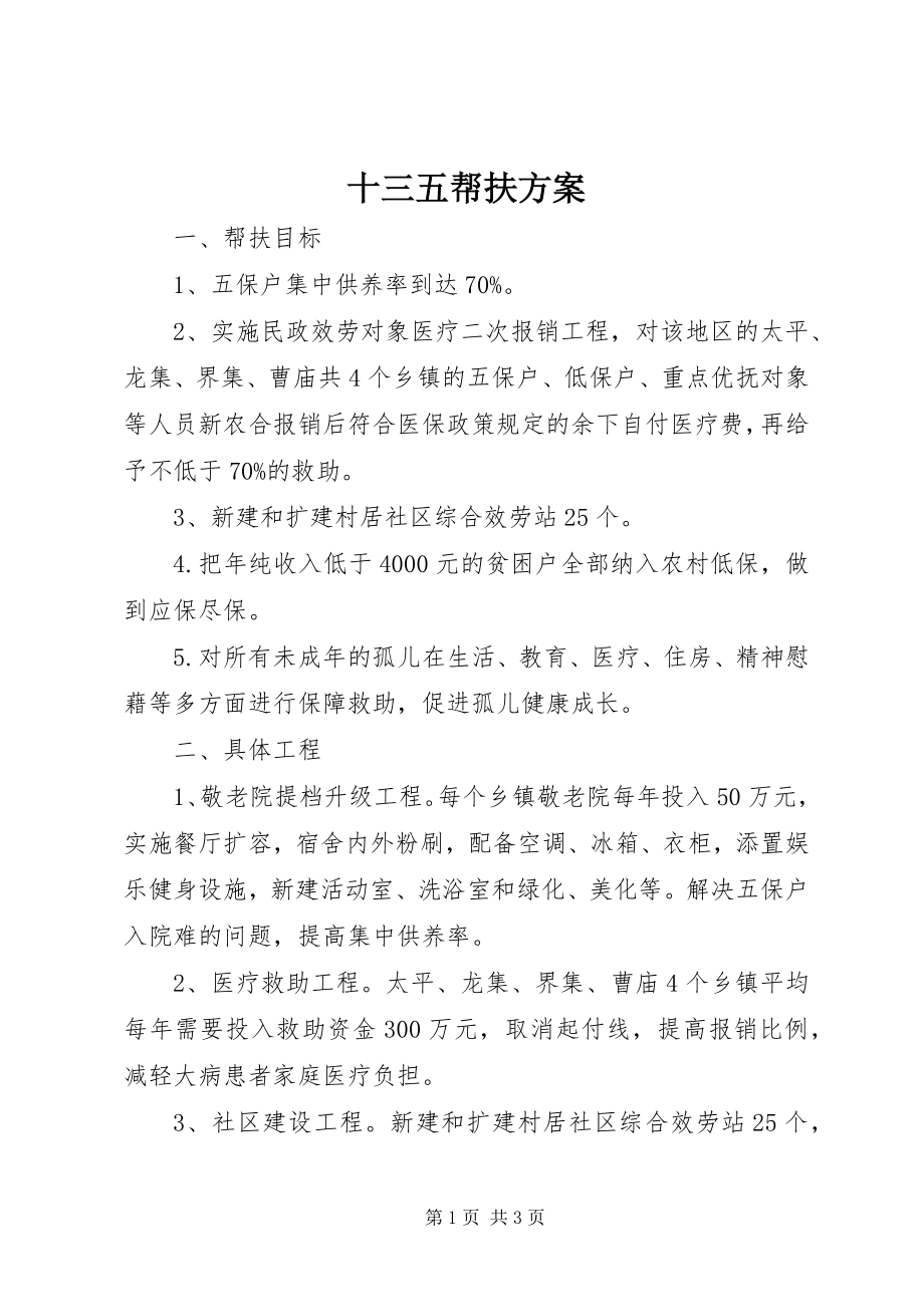 2023年十三五帮扶计划.docx_第1页