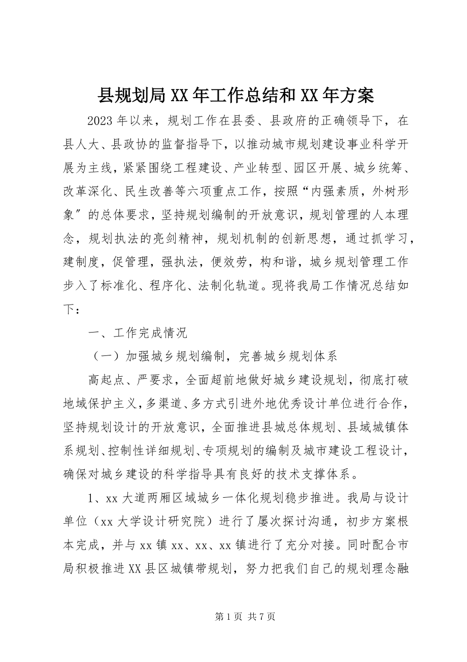 2023年县规划局工作总结和计划.docx_第1页