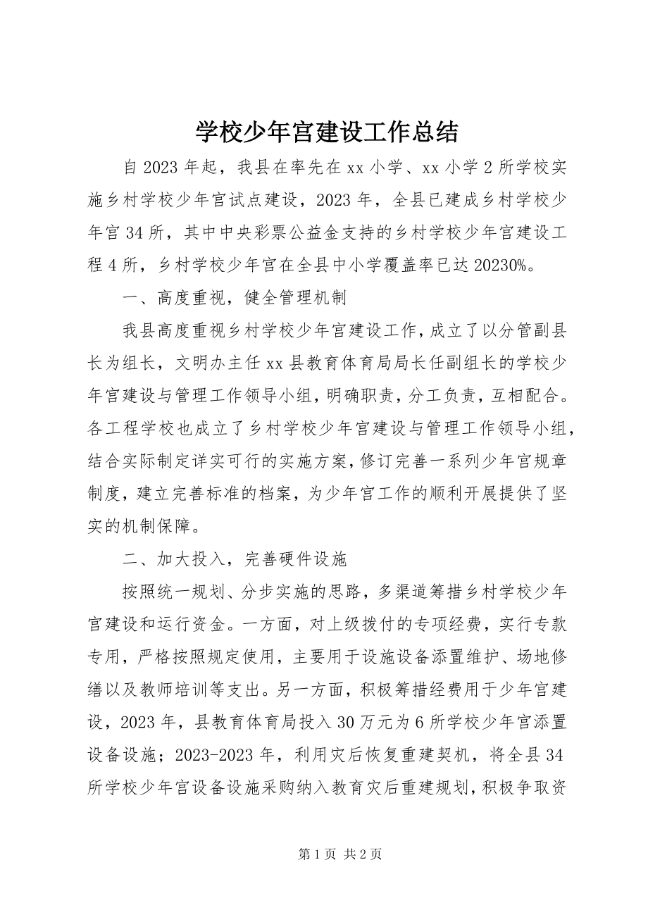 2023年学校少年宫建设工作总结.docx_第1页