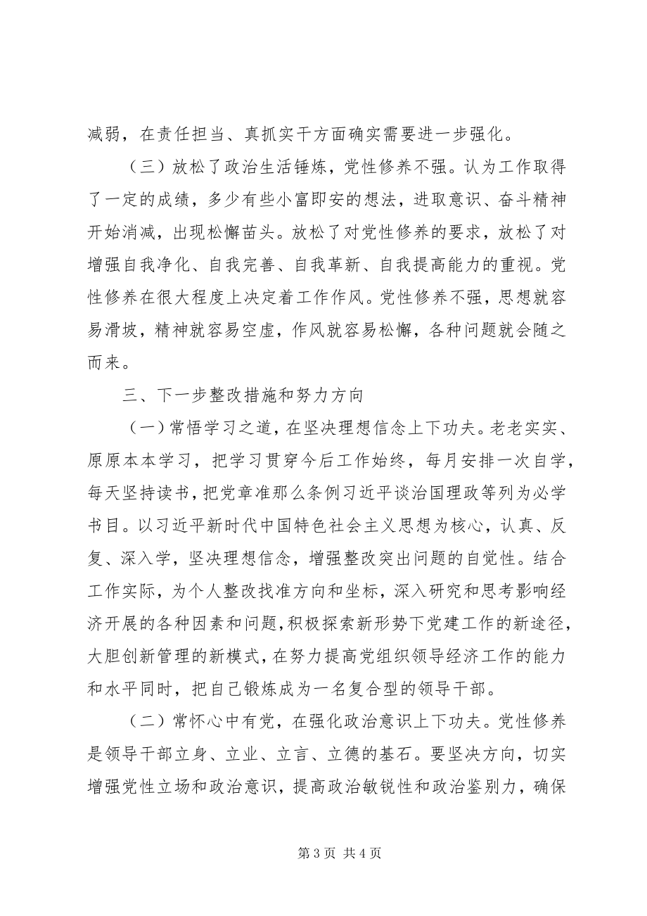 2023年巡视反馈问题整改工作专题民主生活会个人对照检查.docx_第3页