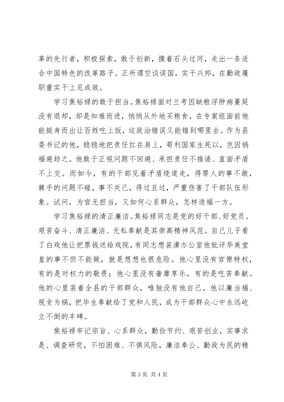 2023年学习焦裕禄精神心得做为民务实清廉表率.docx_第3页