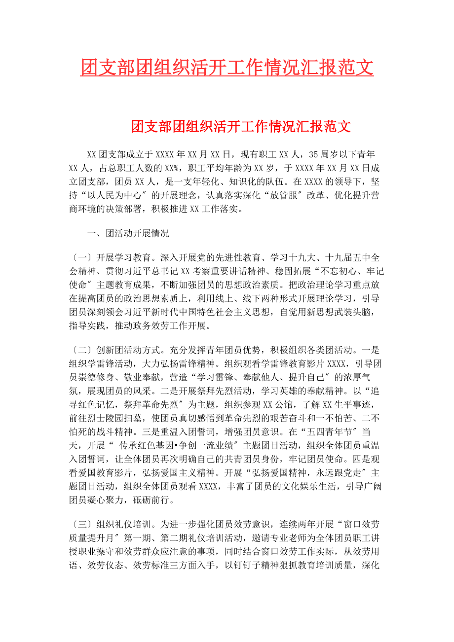 2023年团支部团组织活动工作情况汇报.docx_第1页