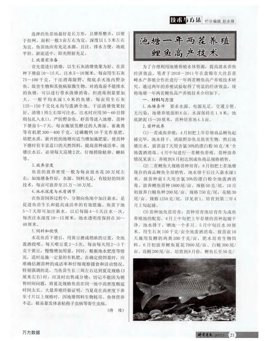 132池塘一年两茬养殖鲤鱼高产技术.pdf_第1页