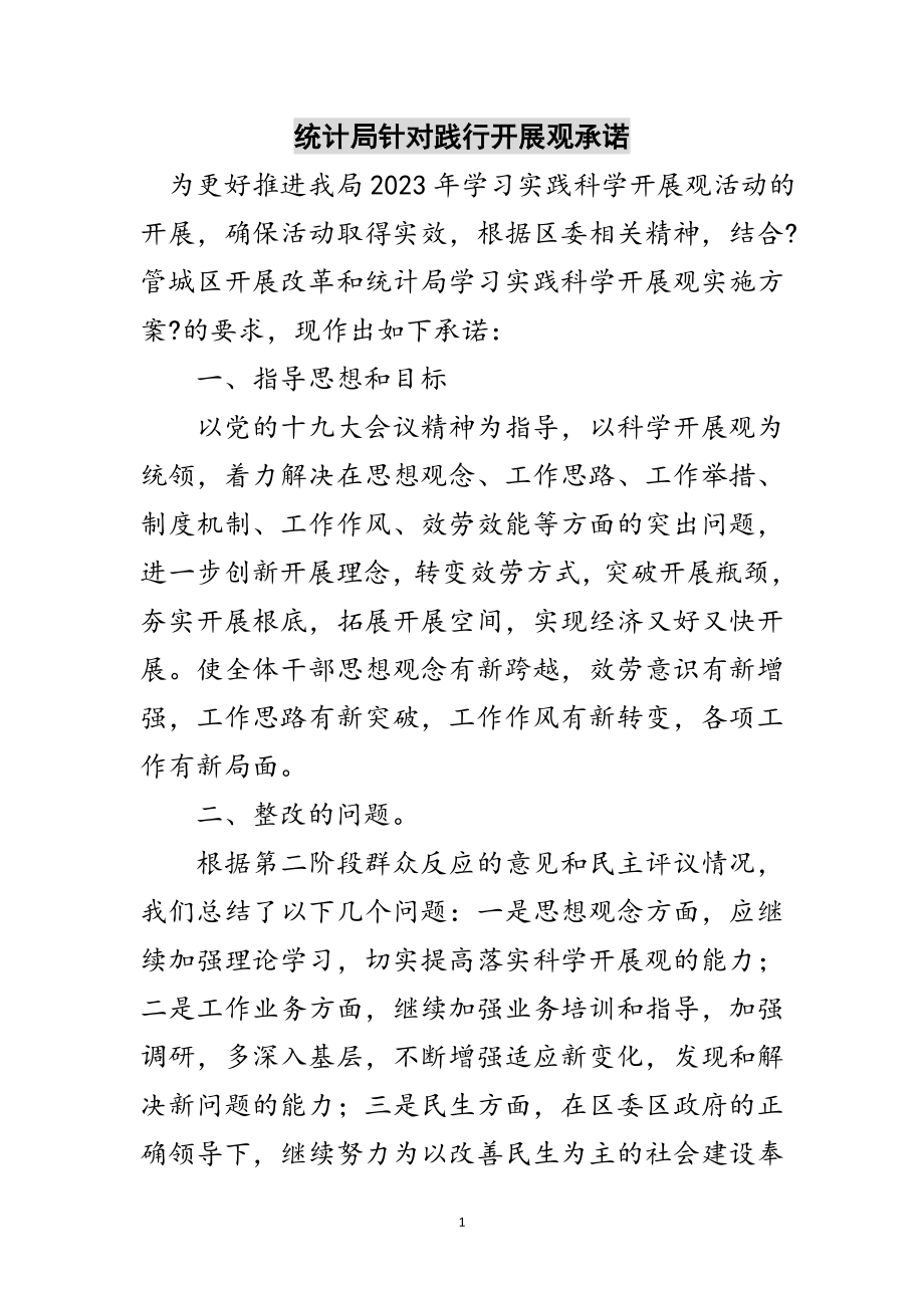 2023年统计局针对践行发展观承诺范文.doc_第1页